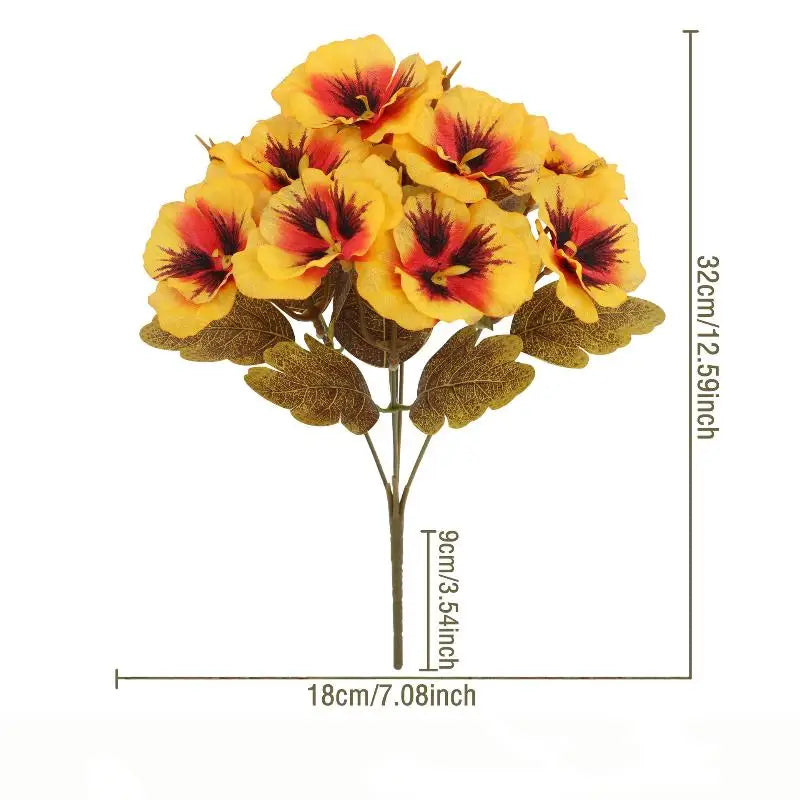Artificial Pansy Flowers Silk Rose Bouquet Realistic DIY Simulated Floral Arrangement Wedding Home Party Table Centerpiece Zpaxo A21