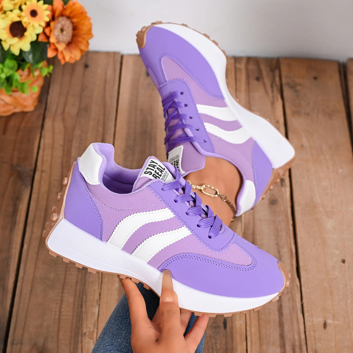 Summer Thick Bottom Women Sneakers 2026 New Casual Patchwork Leather Sneakers Women Outdoor Casual Comfortable Shoes Ladies Zpaxo PURPLE 41