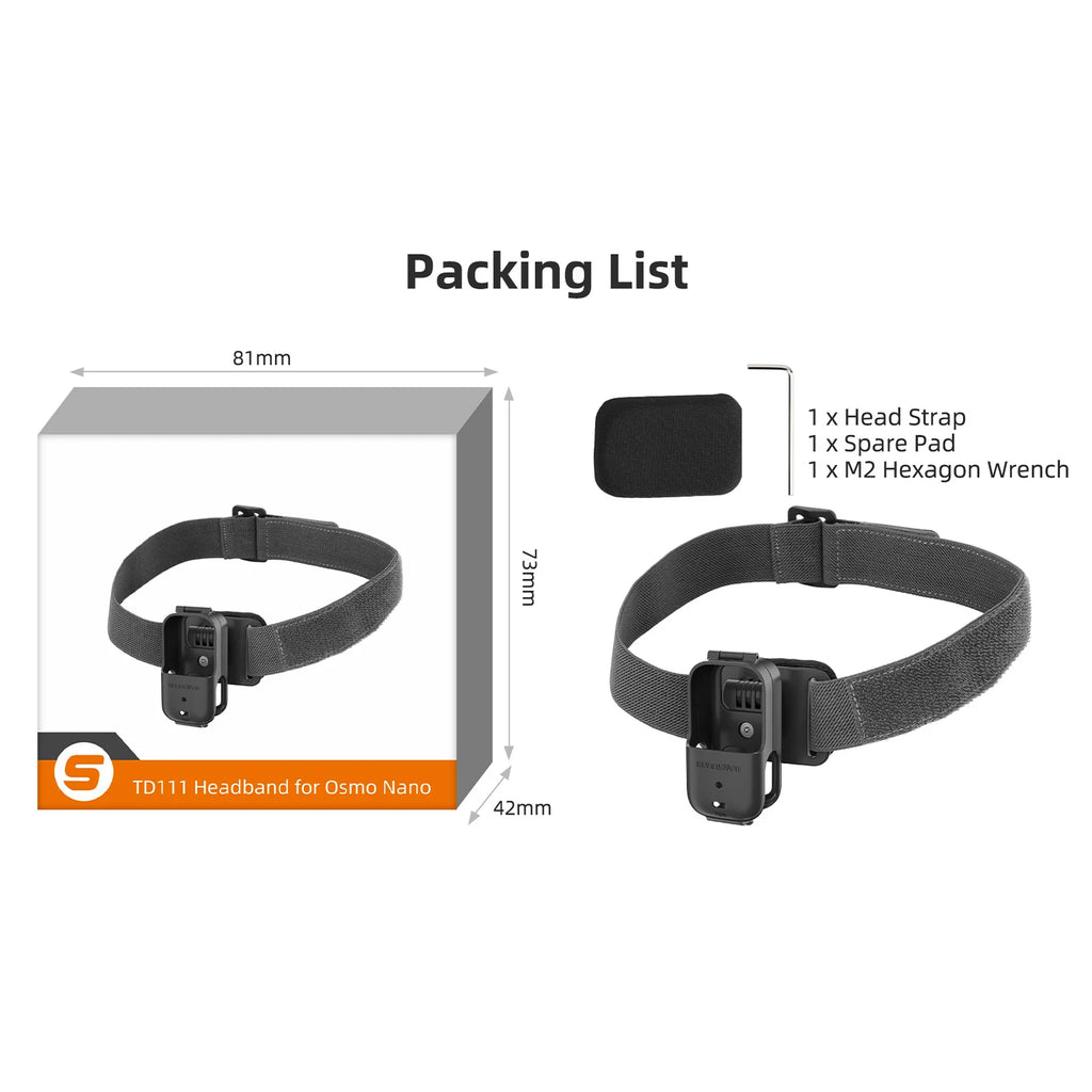 Elastic Retention Strap Osmo Nano Camera Adjustable Headband Mount Zpaxo