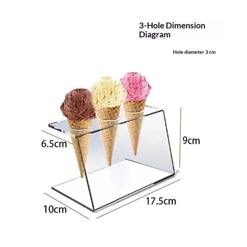 MTransparent Acrylic Ice Cream Cone Holder Dessert Stand Party Zpaxo 3hole 3cm