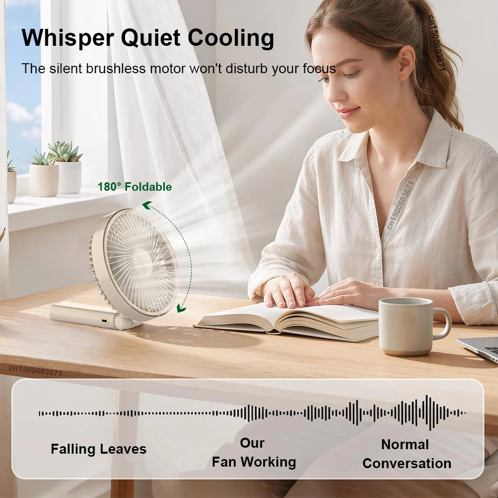Portable Handheld Fan Office Camping Powerful Cooling Folding Desk Zpaxo