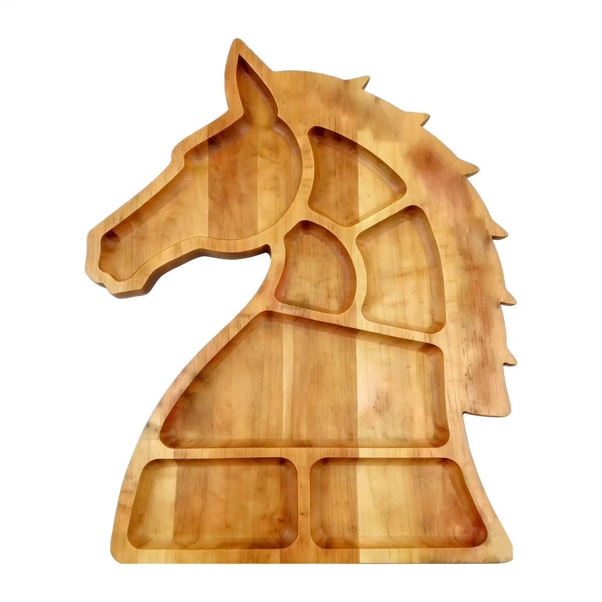 Wooden Serving Tray Horse Head Design Snack Dish Compartments Trays Zpaxo