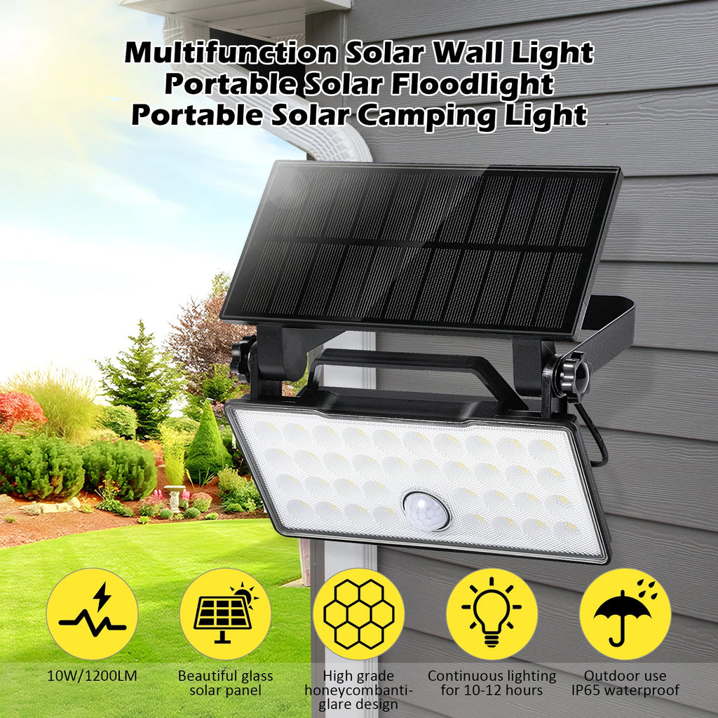 Outside Solar Safety Light Rotatable Panel Motion Sensor 3 Modes Zpaxo