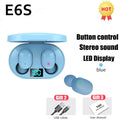 E6S TWS Earphone Wireless Bluetooth Headphones Touch Control Zpaxo Blue