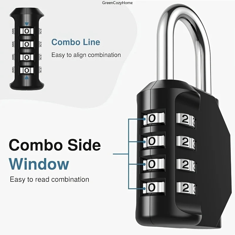 4-Digit Combination Lock Designed Securing Outdoor Items Such As Gym Zpaxo
