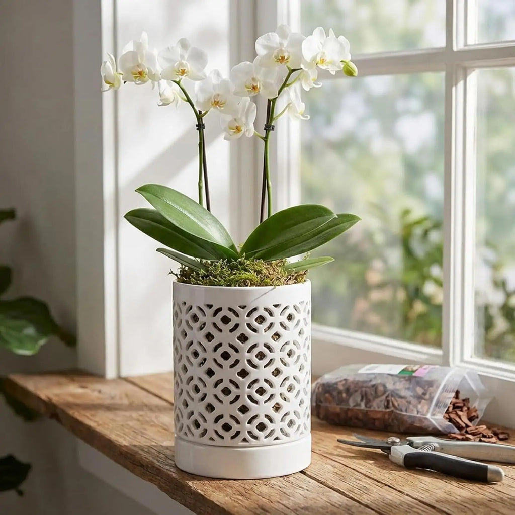 Ceramic Planter Multi-hole Design Container Vase Removable Tray Pots Zpaxo