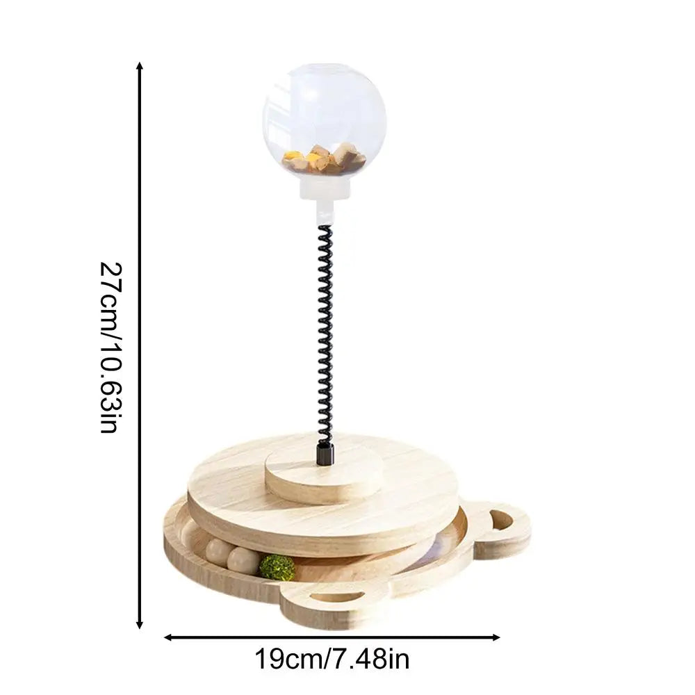 Dog Treat Ball Pet Food Dispenser Wood Track With Spring Pole Cat Treat Ball Dispenser For Home Play Medium Large Breed Puppy Zpaxo 02 China Mainland