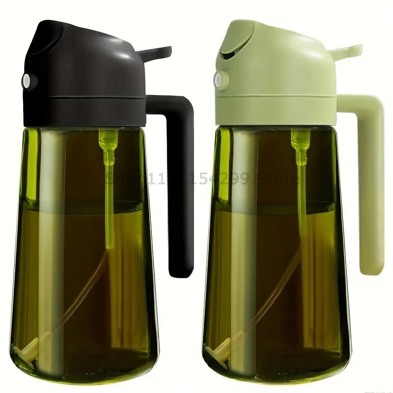 2-in-1 Oil Sprayer Dispenser Olive Oil Dispenser Oil Spray Bottle Plastic Spray Bottle for Cooking Air Fryer BBQ Baking Salad Zpaxo 2pcs Black Green