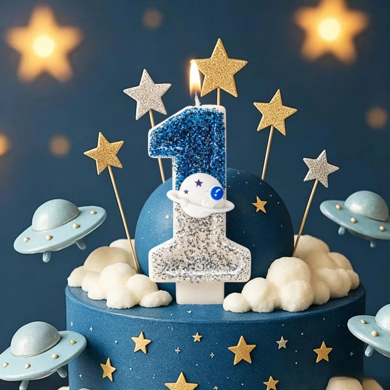 Space-themed Numbered Birthday Candles 0 9 Number Combinations Zpaxo