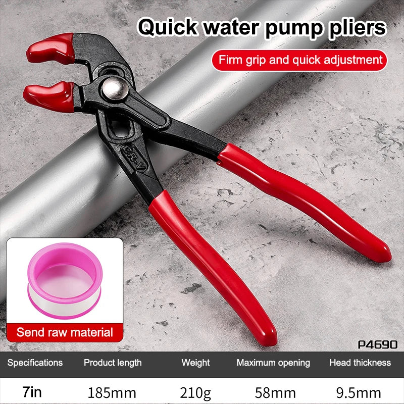 1Pcs Large Opening Water Pump Pliers 7/10/12inch Quick Adjustable Multifunctional Pump Pliers Quick-Release Plumbing Pipe Wrench Zpaxo 7 inches
